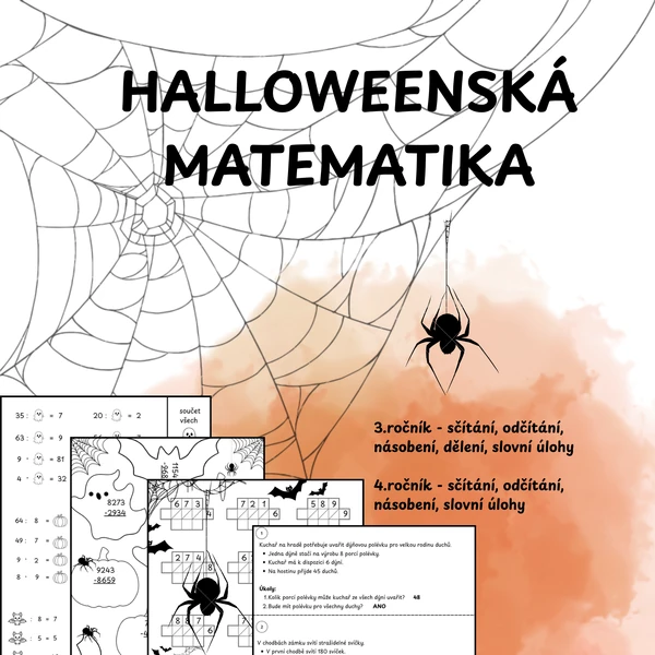 HALLOWEENSKÁ MATEMATIKA - sčítání, odčítání, násobení, dělení, slovní úlohy