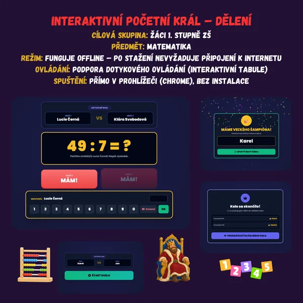 Interaktivní početní král – Dělení