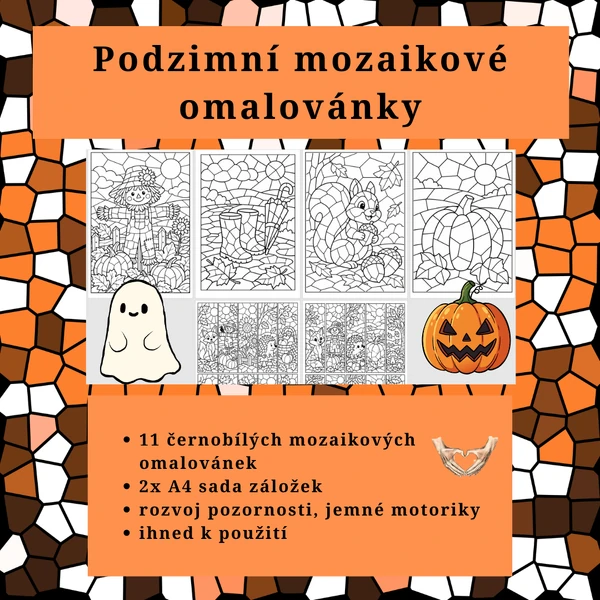 Podzimní mozaikové omalovánky