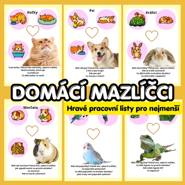 Domácí mazlíčci – pracovní listy pro nejmenší