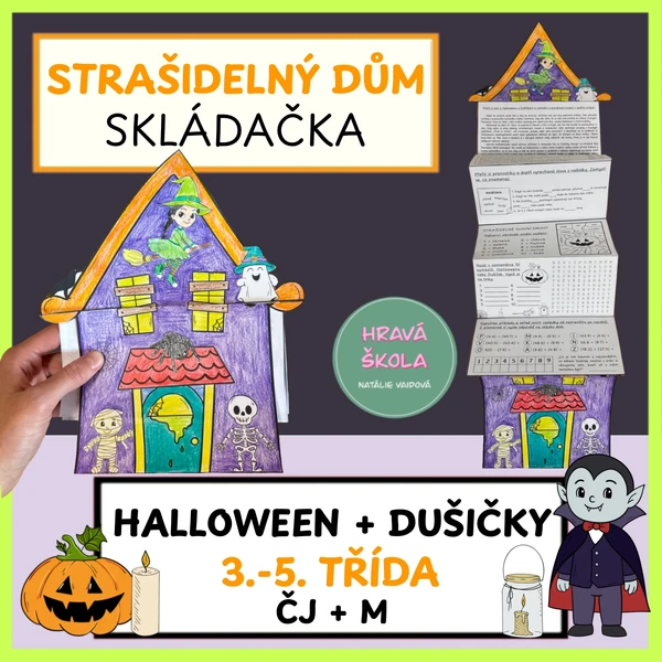 HALLOWEEN, DUŠIČKY - SKLÁDAČKA -3.-5. ROČNÍK- UČIVO ČJ, M
