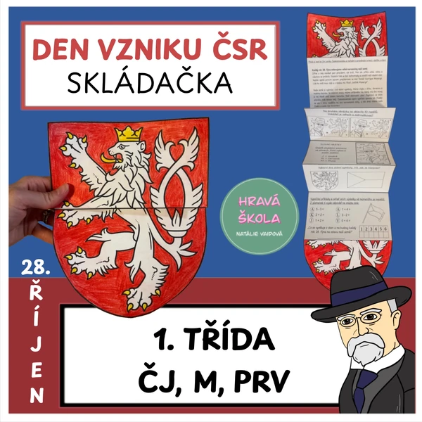 DEN VZNIKU ČSR, 28. ŘÍJEN - SKLÁDAČKA -1. ROČNÍK- UČIVO ČJ, M, PRV