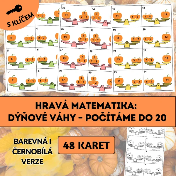 Hravá matematika: Dýňové váhy – počítáme do 20