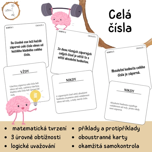 Celá čísla – VŽDY × NĚKDY × NIKDY (36 oboustranných karet)