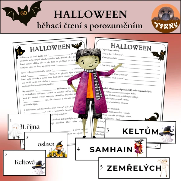 Halloween - běhací čtení s porozuměním