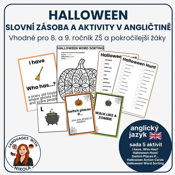 Halloween v angličtině – slovní zásoba a aktivity pro 8. a 9. ročník ZŠ