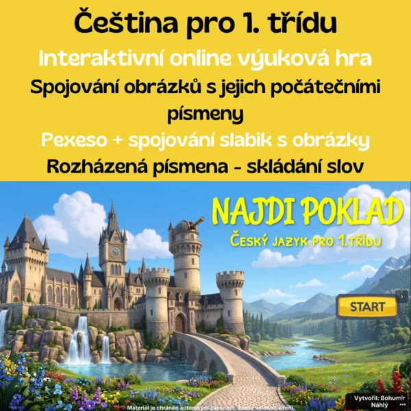 Český jazyk pro 1. třídu - interaktivní výuková hra