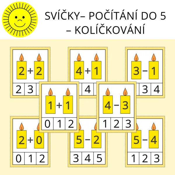 SVÍČKY – POČÍTÁNÍ DO 5 – KOLÍČKOVÁNÍ