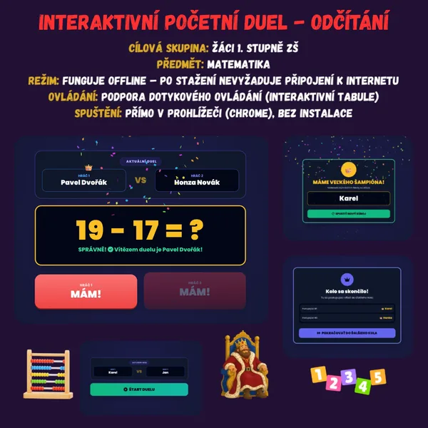 Interaktivní početní král - Odčítání