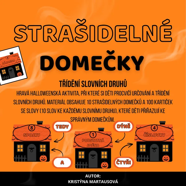 Strašidelné domečky - Třídění slovních druhů 🎃👻