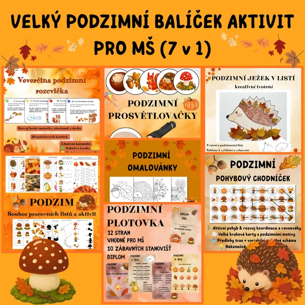 VELKÝ PODZIMNÍ BALÍČEK AKTIVIT PRO MŠ (7 v 1)