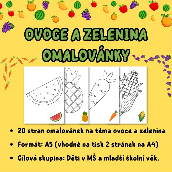 Omalovánky - OVOCE A ZELENINA