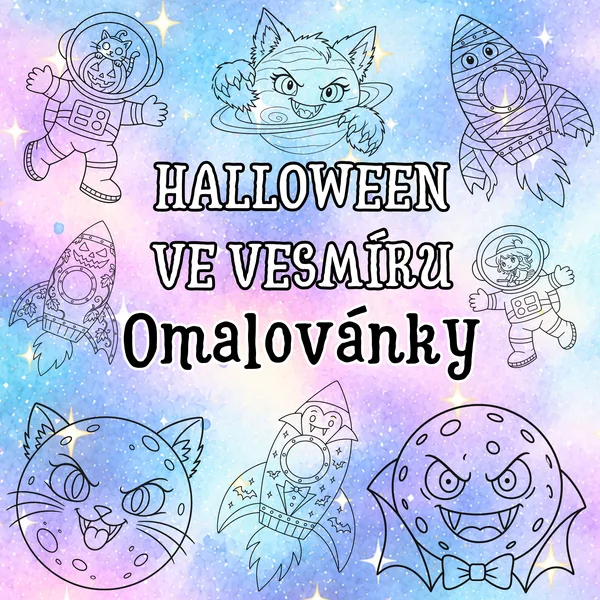 Halloween ve vesmíru - omalovánky