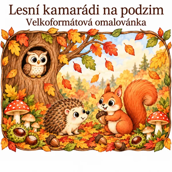 Lesní kamarádi na podzim - omalovánka XXL
