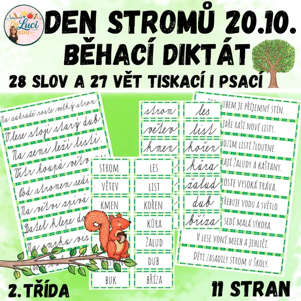 Den stromů 20. října - běhací diktát pro 2. třídu