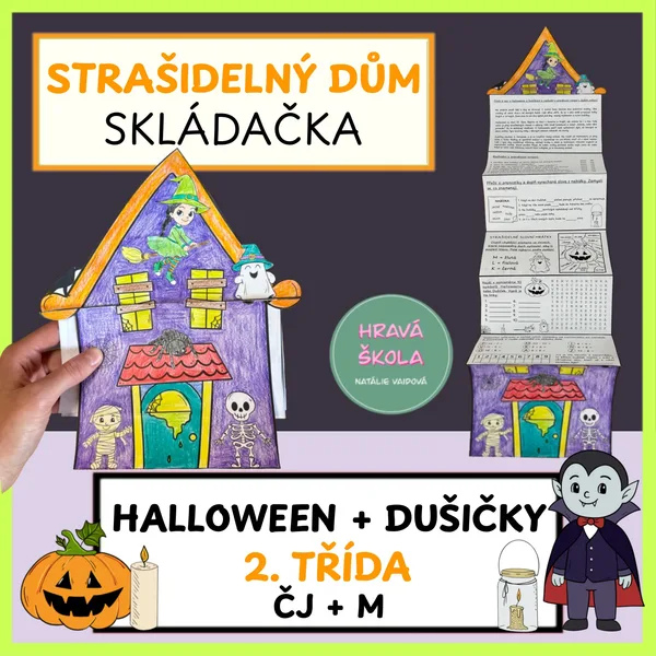 HALLOWEEN, DUŠIČKY - SKLÁDAČKA - 2. ROČNÍK- UČIVO ČJ, M