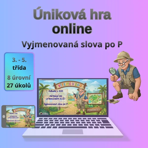 Online úniková hra: VYJMENOVANÁ SLOVA PO P (3. - 5. třída)