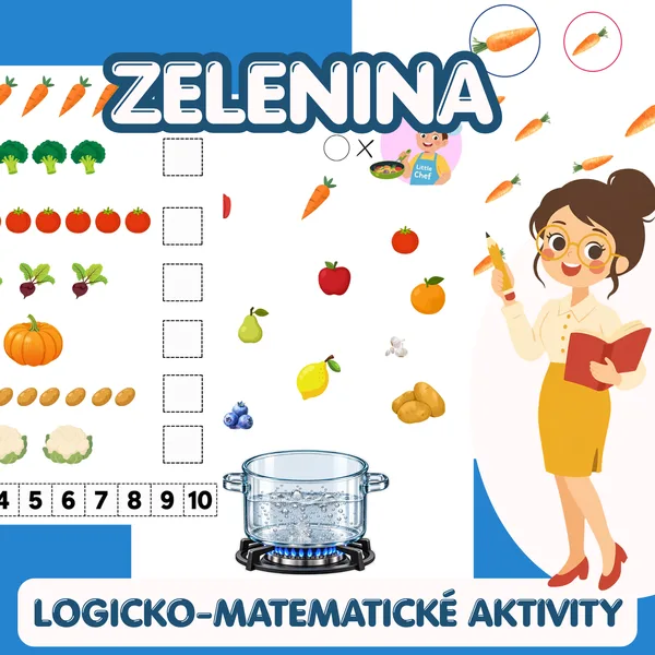 Zelenina – logicko-matematické pracovní listy pro předškoláky