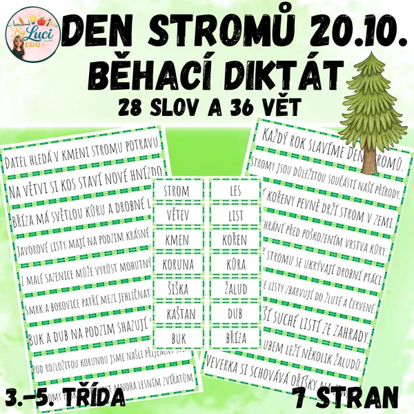 Běhací diktát pro 3.-5. třídu  -  Den stromů 20. října