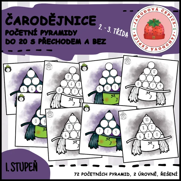 Čarodějnice - početní pyramidy do 20 s přechodem a bez
