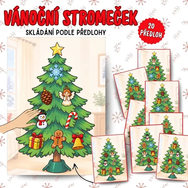Vánoční stromeček - skládání podle předlohy