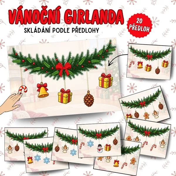 Vánoční girlanda - skládání podle předlohy
