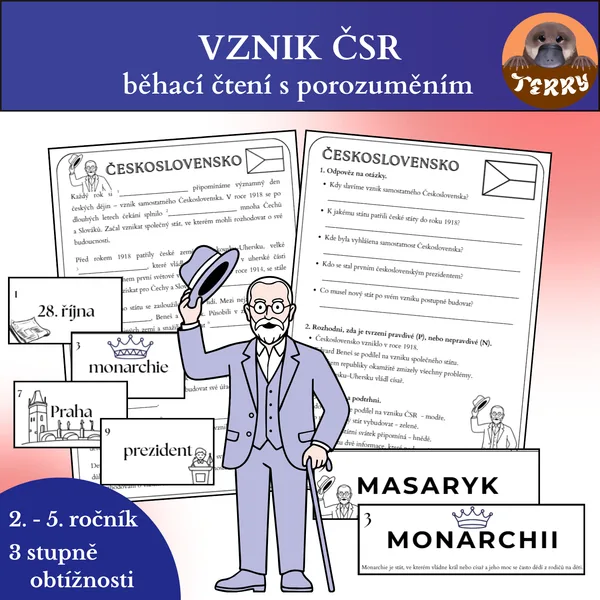 Den vzniku samostatného státu Československého - běhací čtení