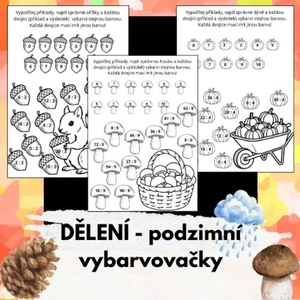 Dělení - podzimní vybarvovačky