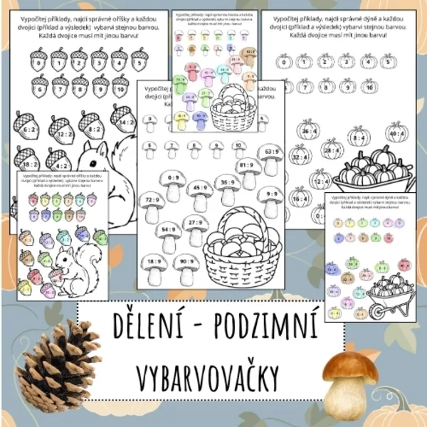 Dělení - podzimní vybarvovačky