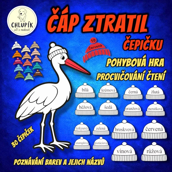 ČÁP ZTRATIL ČEPIČKU (30 BAREV)