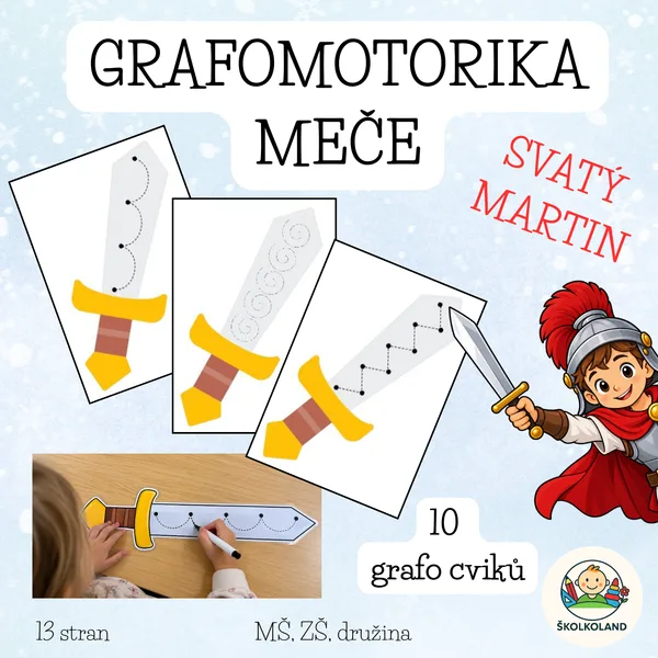 Svatý Martin – grafomotorické meče (10 aktivit pro děti) MŠ, ZŠ, družina