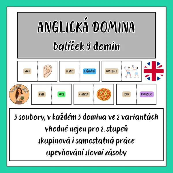 Anglická domina - balíček 9 domin