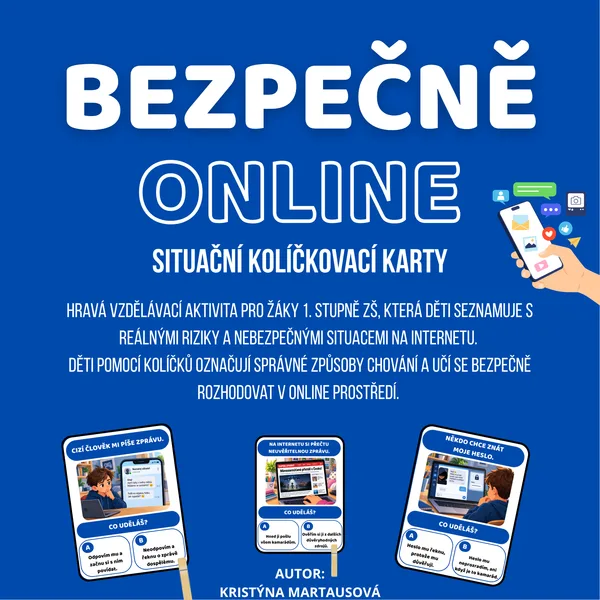 Bezpečně na internetu - Situační kolíčkovací kartičky 💻