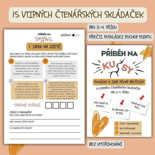 PŘÍBĚH NA KUSY – 15 vtipných čtenářských skládaček | Čtení s porozuměním