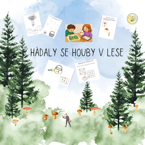 Hádaly se houby v lese