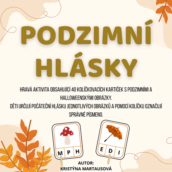 Podzimní a halloweenské kolíčkování - Počáteční hlásky 🔤