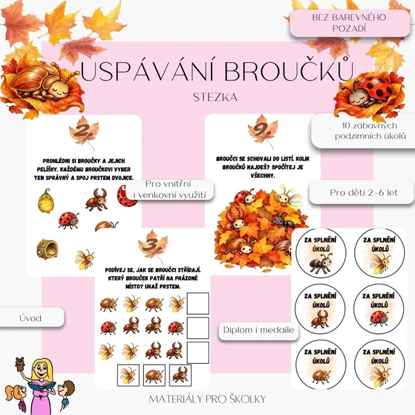Uspávání broučků - podzimní stezka (bez barevného pozadí)