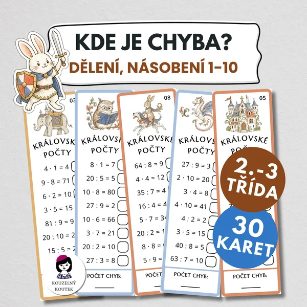 Kde je chyba?| Násobení a dělení 1-10 | Najdi chybu | Královské počty | Matematika