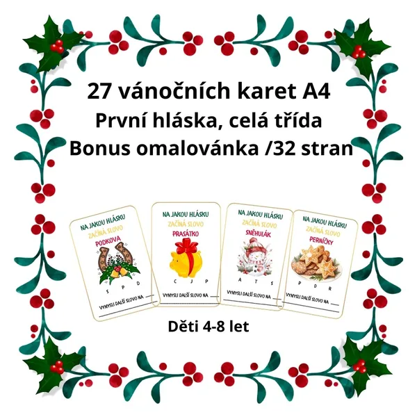 27 Vánočních karet A4 - první hláska - celá třída