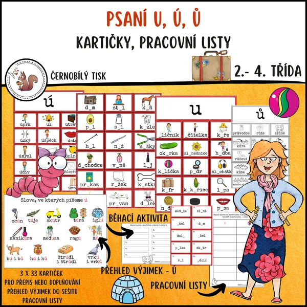 Psaní u, ú, ů