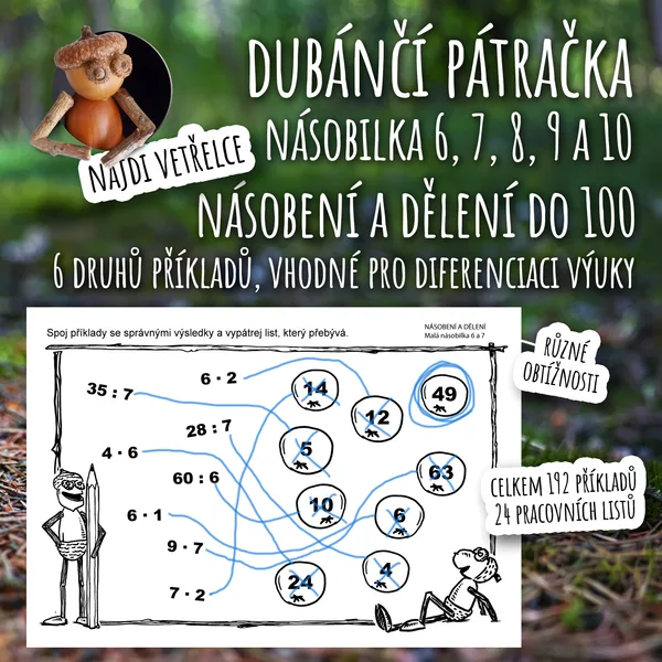 Dubánčí pátračka - násobilka 6, 7, 8, 9 a 10 - najdi vetřelce