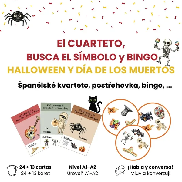 HALLOWEEN Y DÍA DE LOS MUERTOS (5v1) - Kvarteto, bingo, postřehovka, ...