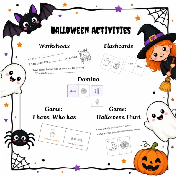 Halloween Activities – pracovní listy a hry do angličtiny 🎃