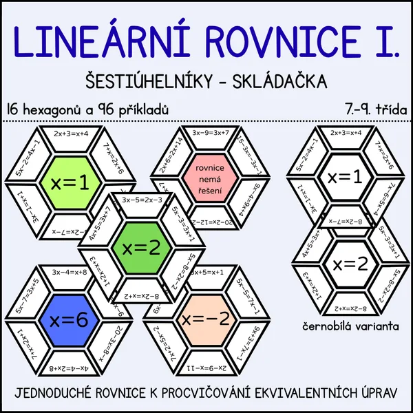 Lineární rovnice - šestiúhelníkové skládačky
