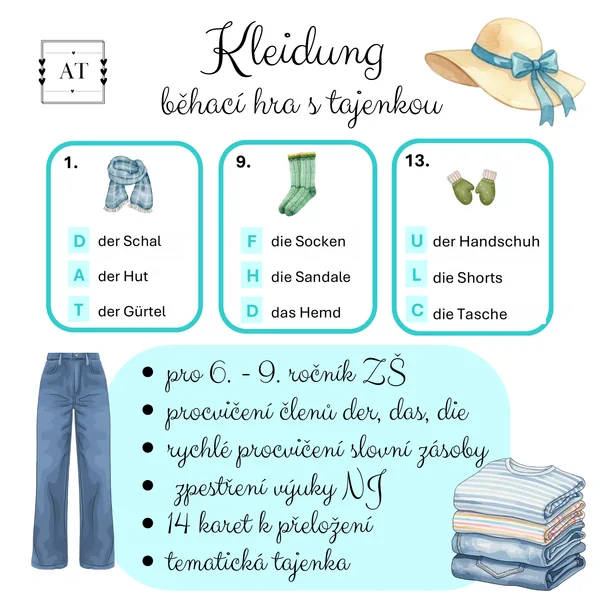 Kleidung - běhací hra s tajenkou