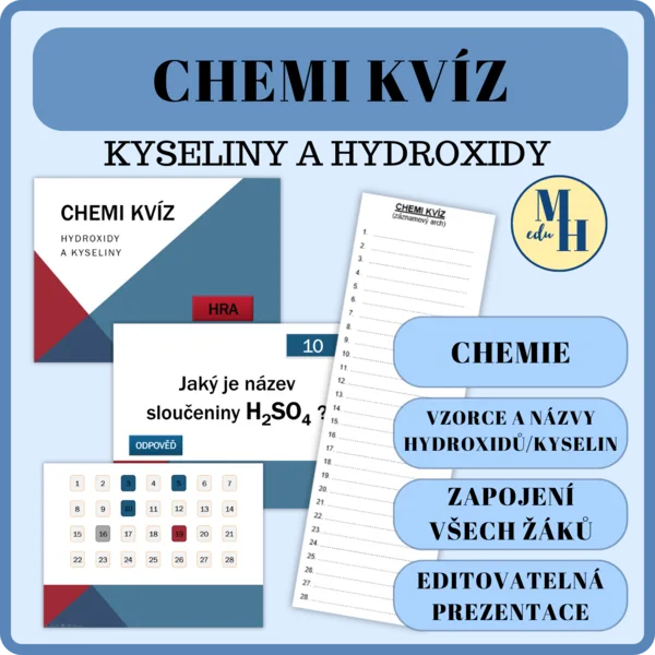 CHEMI kvíz - Hydroxidy a kyseliny