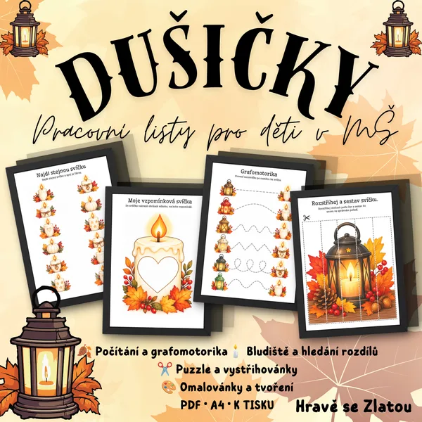 Dušičky – pracovní listy a hravé aktivity pro MŠ | PDF A4
