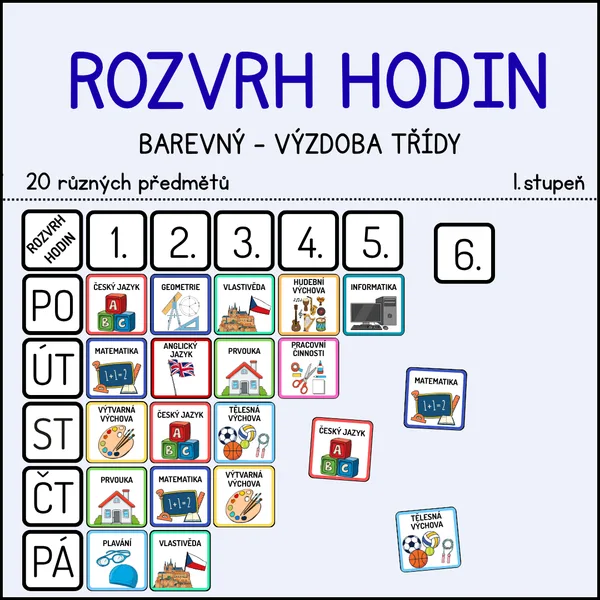 Barevný rozvrh hodin