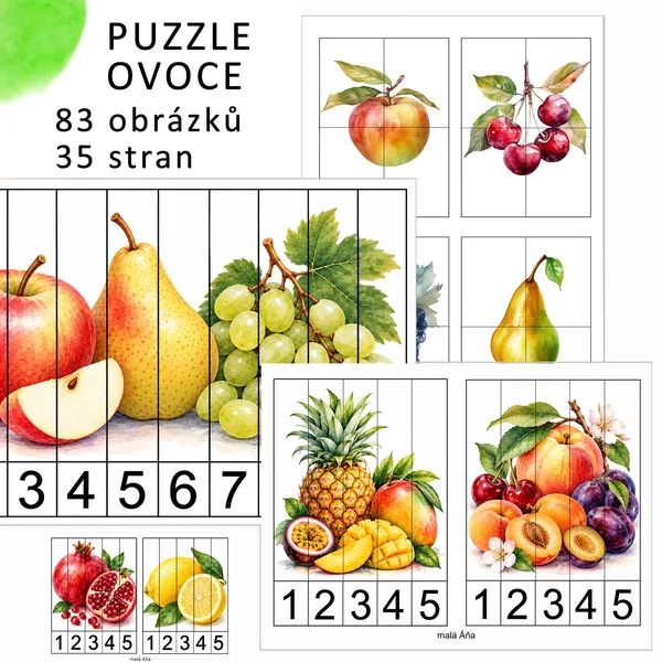 OVOCE - počítání a puzzle pro nejmenší