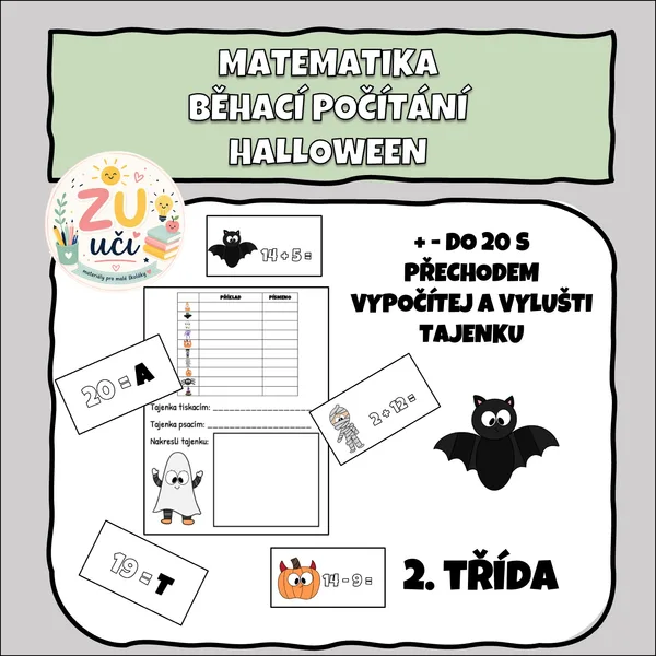 Běhací učení - Halloween - + - do 20 s tajenkou